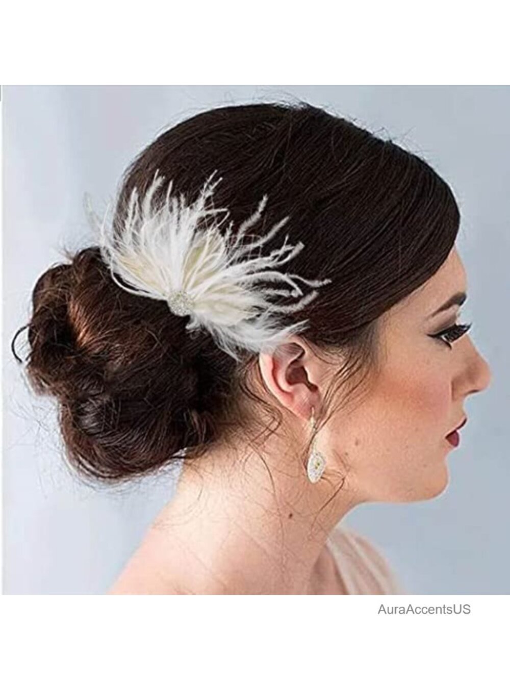 Feather Rhinestone Hair Comb Bridal Flapper Fascinator Accessory